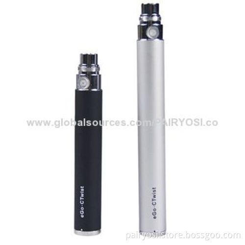 eGo-C twist battery, 3.2V - 4.8V variable voltages with short circuit protection, one year warranty